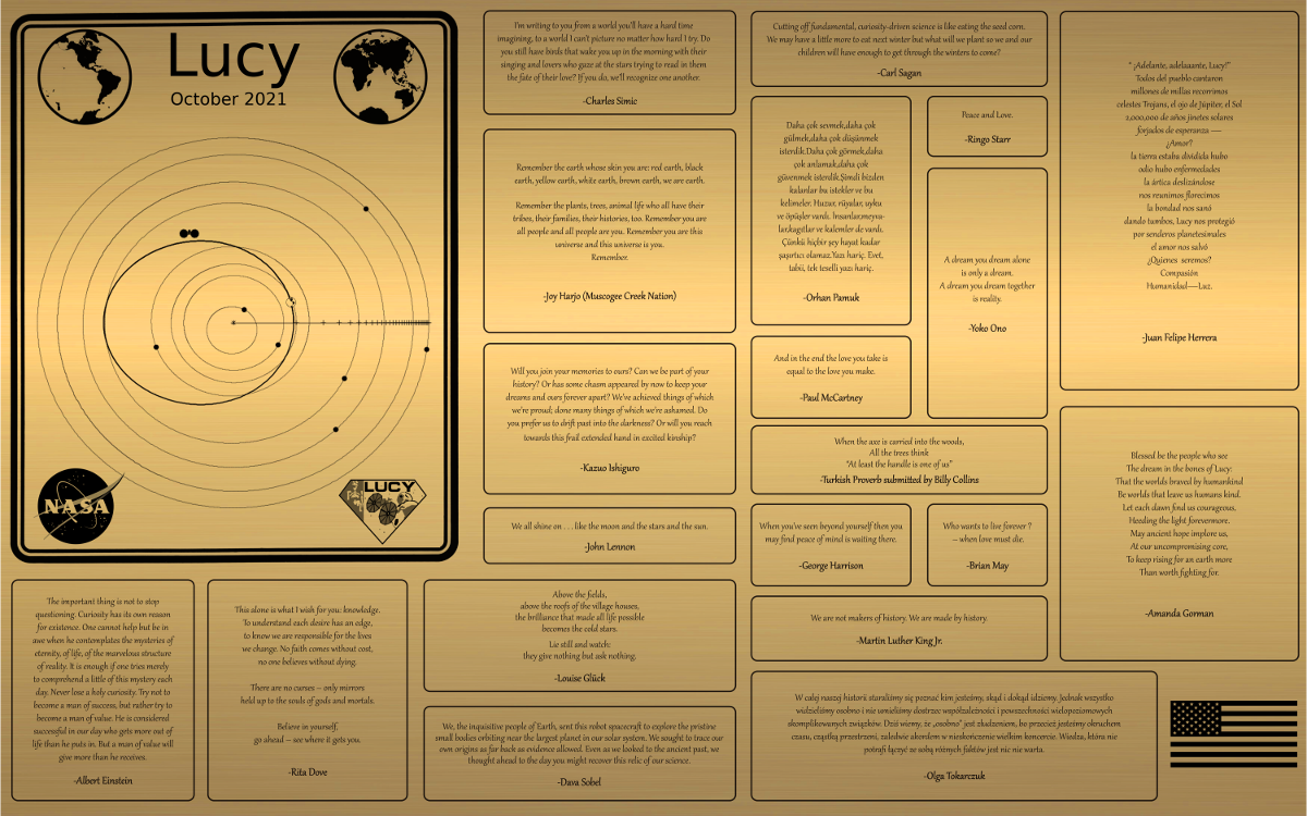 The Lucy Plaque - Lucy Mission